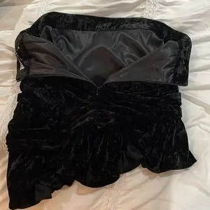 Fashion Zara Black Velvet Ruffle Skirt For Love Lemons Velvet Waterfall Skirt S